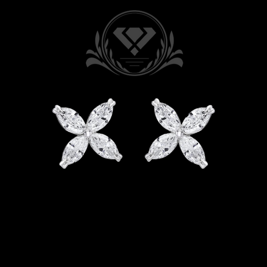 Olivete Flower white gold earrings