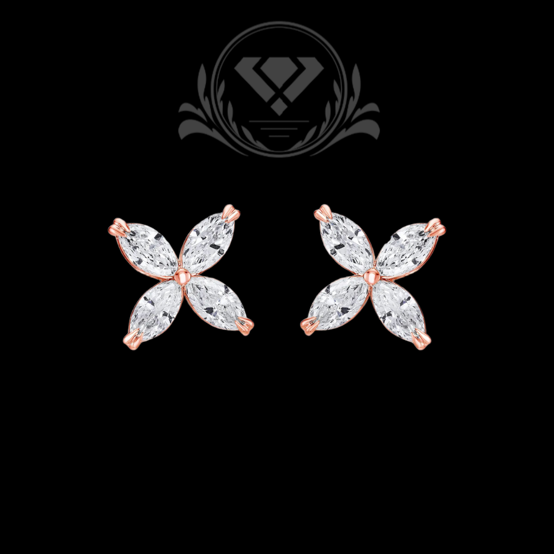 Olivete Flower rose gold earrings