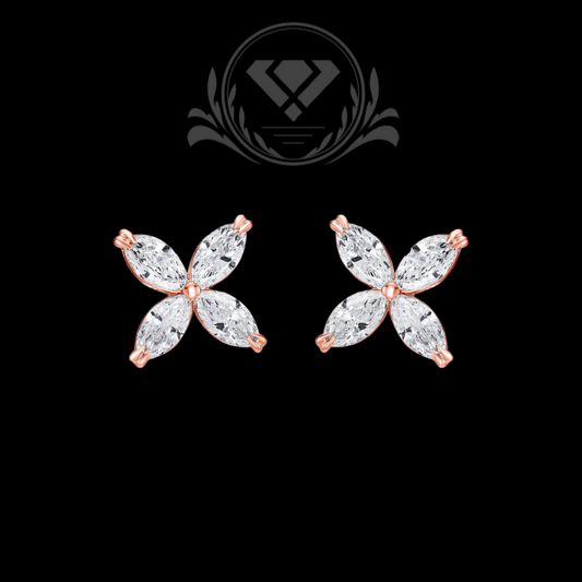 Olivete Flower rose gold earrings