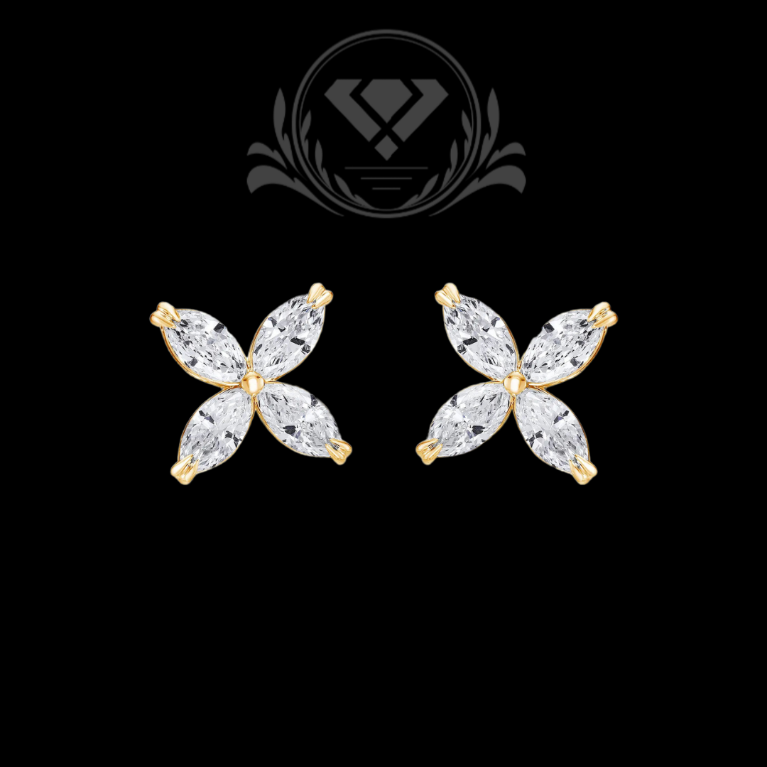 Olivete Flower yellow gold earrings