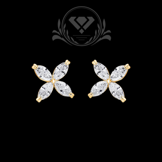 Olivete Flower yellow gold earrings
